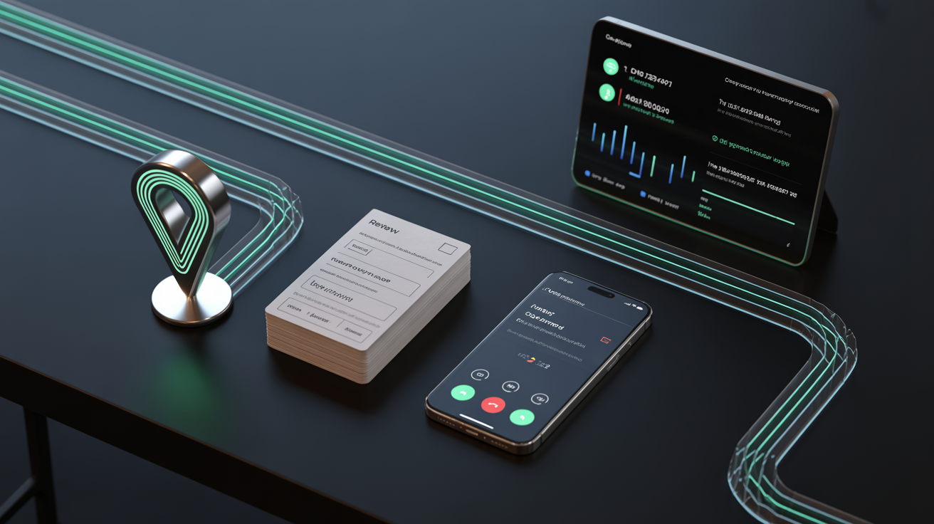 Google growth system showing local visibility, reviews, conversion, and call tracking for a home service business