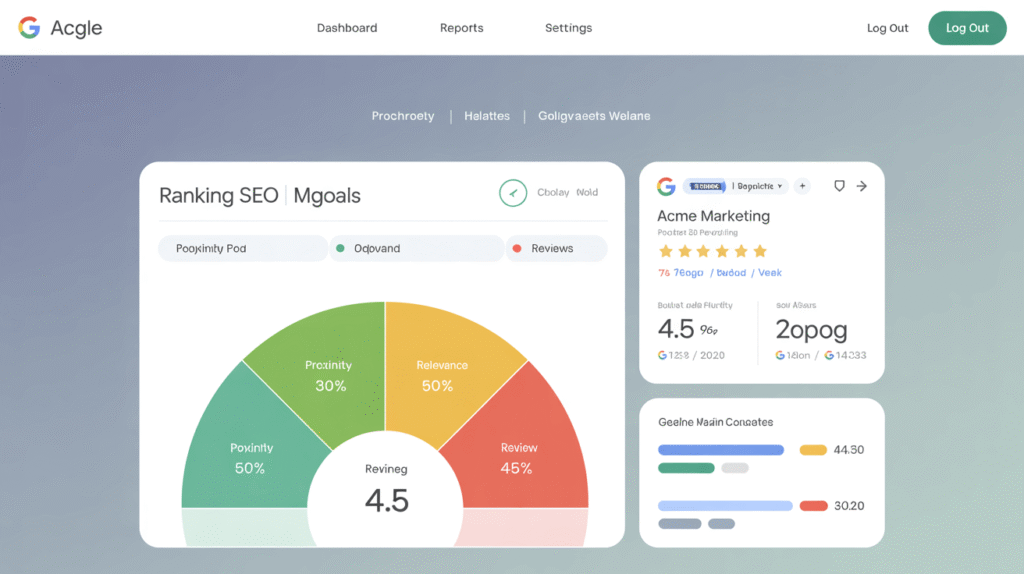 GBP ranking factor dashboard showing SEO metrics for local business visibility