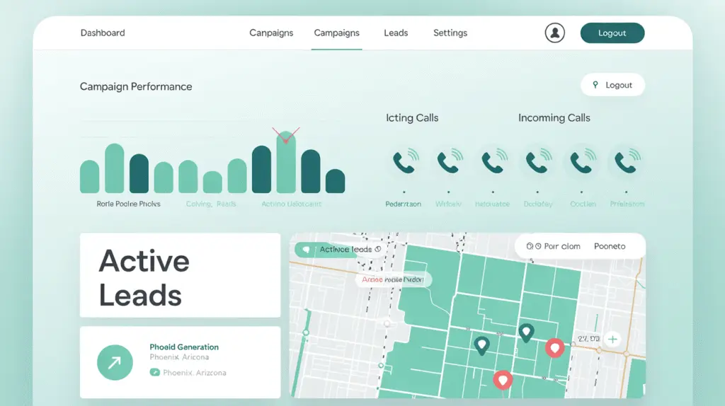 growth campaigns for service brands in Phoenix Arizona with lead generation charts and map targeting
