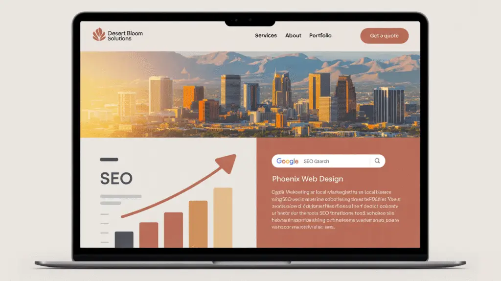 local content strategy and on-page seo in Phoenix Arizona with website and seo visuals