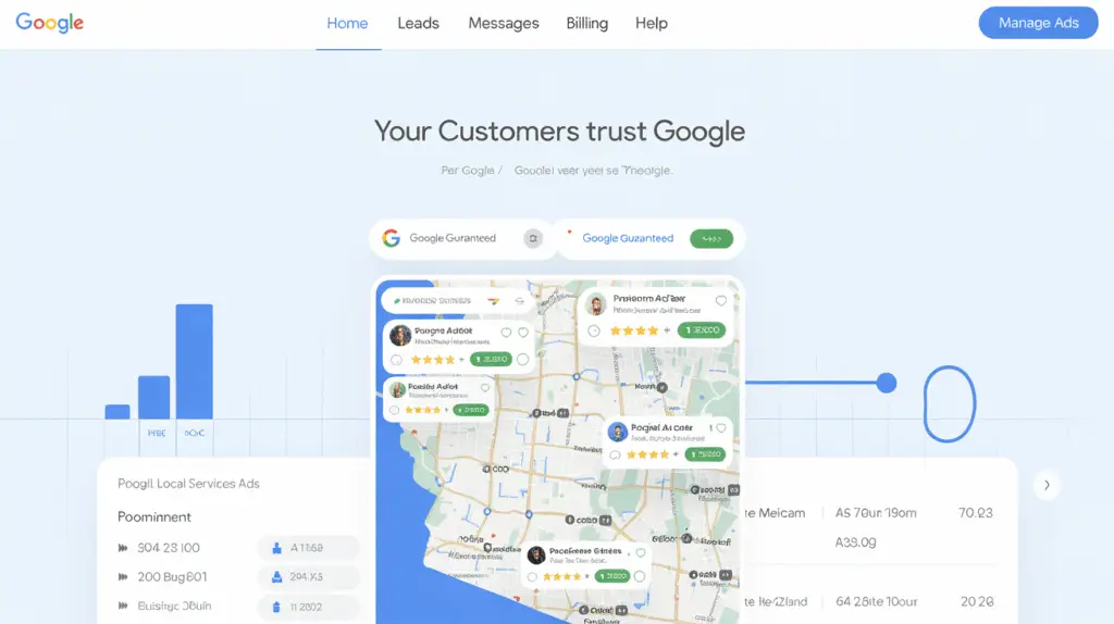 local service ads setup and management in Phoenix Arizona for verified businesses with Google ads map and badge icons