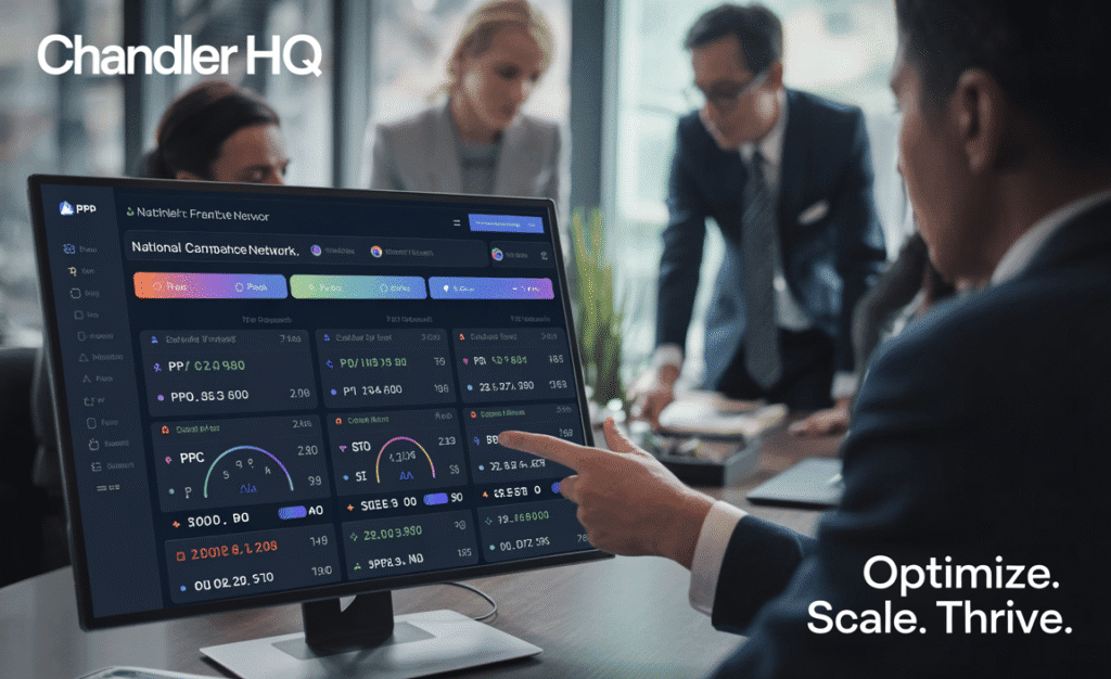 Franchise ads dashboard showing scalable PPC and paid media for franchisors