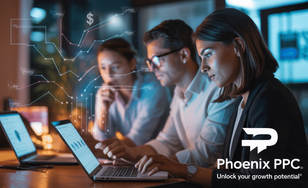 Chandler franchise managers reviewing PPC campaign results across multiple locations
