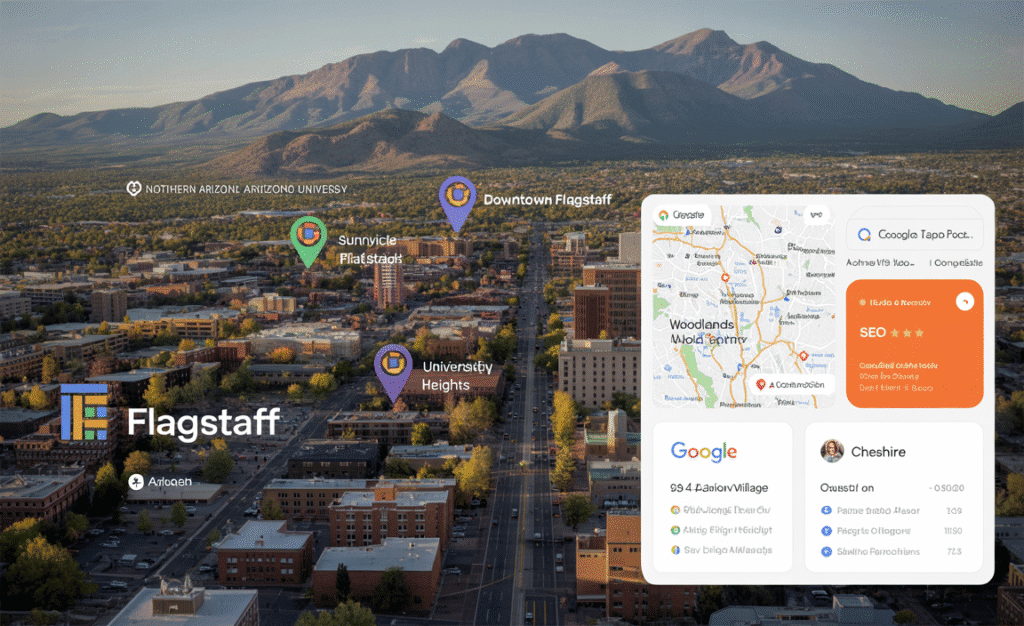 Local SEO and Google Business Profile optimization for Flagstaff businesses near NAU, Route 66, and San Francisco Peaks.