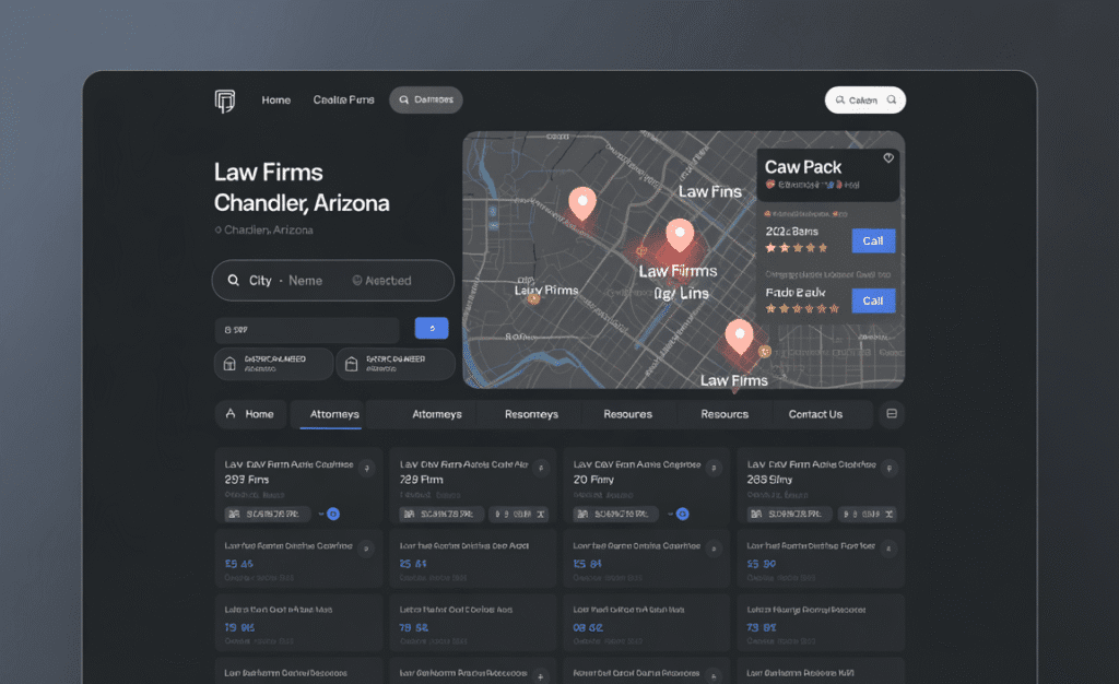 Law firm map pack strategy in Chandler AZ with highlighted Google Maps results
