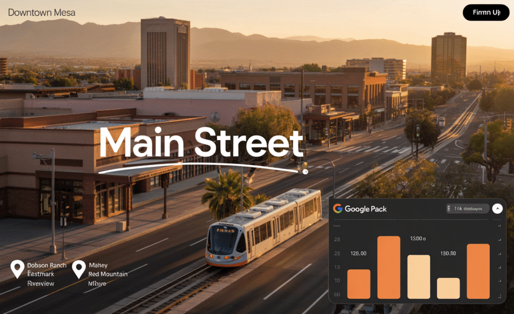 Local SEO and Google Business Profile optimization for Mesa businesses near Main Street, Mesa Arts Center, and Riverview.
