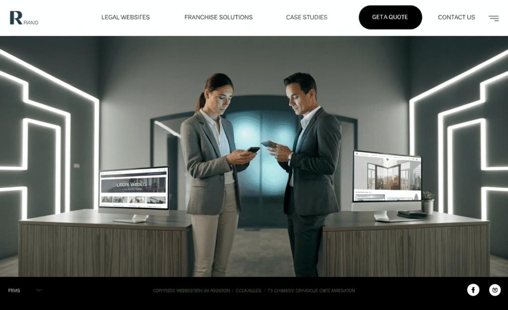 Chandler law firm and franchise owners reviewing mobile-first website designs on smartphones