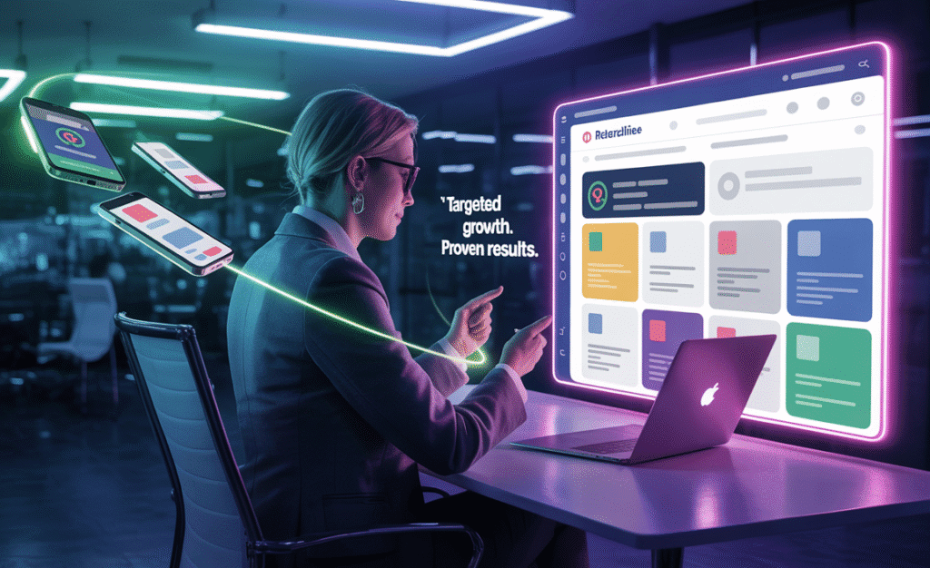 Chandler professionals reviewing retargeting campaign performance across devices