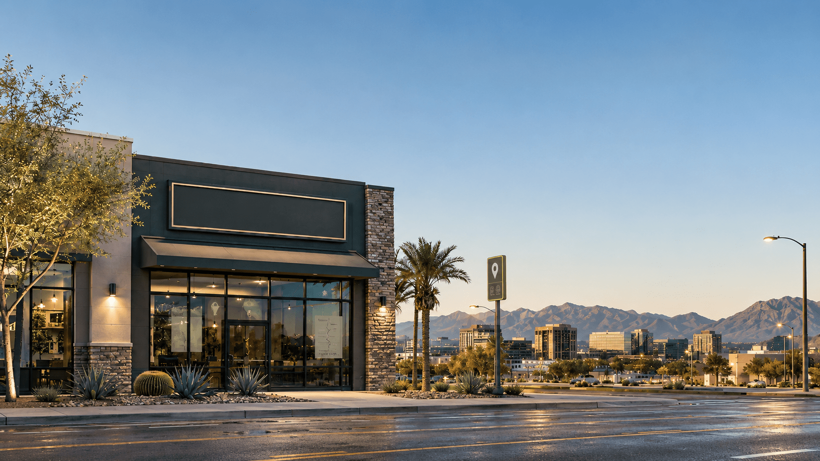 Cinematic Chandler Arizona business scene showing local SEO mistakes such as broken map signals, weak reviews, inconsistent citations, poor service pages, and disconnected AI visibility